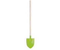 Esschert Design Kinderspaten, Gartenschaufel für Kinder in grün mit Holzstiel, ca. 14 cm x 5 cm x 81 cm