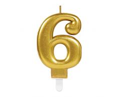Amscan 9902111 Schimmernde Kerze, Zahl 6, gold, 9,5 cm