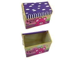 GMMH Design Spielzeugbox mit Stickerei Haus Bär 42 cm x 31 cm x 34 cm Aufbewahrungsbox Spielzeugkiste Aufbewahrungstonne Kindermöbel