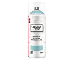 Marabu 02630018148 - Chalky Chic Spray, lagune 400 ml, deckende, matte Kreidesprühfarbe auf Wasserbasis, für samtweiche Oberfläche auf Holz, Metall und Kunststoff, Used Look durch Anschleifen