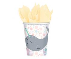 amscan 9904594 Narwhal Pappbecher, 250 ml, 8 Stück, farbig