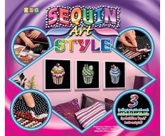 MAMMUT 8081204 - Sequin Art Style 3 Paillettenbilder Cupcakes, Bastelset mit 3 Styropor-Rahmen, 3 samtige Bildvorlagen, Pailletten, Steckstiften, Anleitung, für Kinder ab 8 Jahre