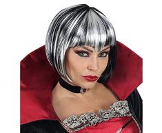 WIDMANN 46923 Perücke Halloween für Erwachsene, Damen, Schwarz/Weiß
