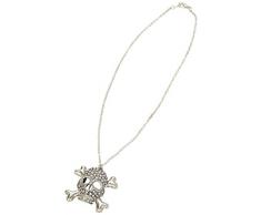 Widmann 7515S, Totenkopf - Halskette für Piratinnen oder Halloween - Skull, Totenkopf mit Strasssteinen bestückt