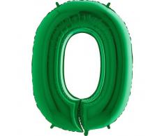 Trendario Folienballon Zahl 0 (Grün) - XXL Riesenzahl 100cm Ballon - Helium Luftballons für Geburtstag, Partydeko, Hochzeit (Zahl 0, Silber)