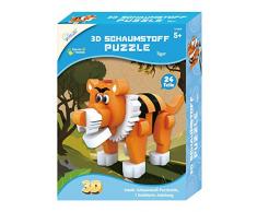 MAMMUT 156009 Bastelset 3D Puzzle Tiger, Puzzlespiel mit Safari Tieren, Tierpuzzle aus Schaumstoff, Komplettset mit Puzzleteilen und Anleitung, Kreatives Puzzleset für Kinder ab 5 Jahre