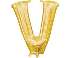 amscan 3305511 Folienballon Minishape Buchstabe V, Gold