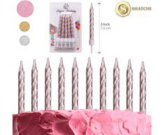 SHATCHI Candles 10 Stück Spirale Rotgold Kerzen für Geburtstag Jubiläum Party Kuchen Dekoration