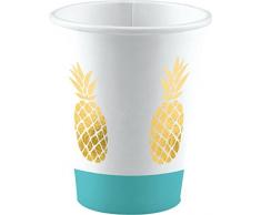 amscan 9903309 Becher Pineapple Vibes, Mehrfarbig, 250 ml