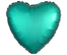Amscan 3679901 Folienballon Herz, Farbe: Jade Satin, 43cm