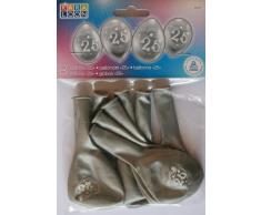 Karaloon 30011 - 8 Ballons Zahl 25 (24-26 cm), Silber