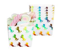 Boland 50005 - Partygeschirr Papierschale Einhorn, 6 Stück, Fassungsvermögen 40 cl, umweltfreundlich, Popcornbehälter, Süßigkeitenbox, Schale, Schüssel, Motto Party, Kindergeburtstag