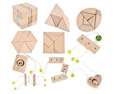 B&Julian ® 3D IQ Holzpuzzle10 Mini Knobelspiele Holz Puzzle Set Geduldspiel Rätselspiel Geschicklichkeitsspiel Holzpuzzle für Kinder Erwachsene Ideen Adventskalender