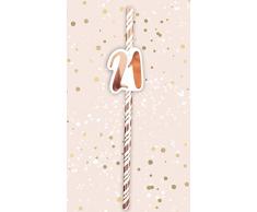 Alandra STRAW-21 Strohhalme zum 21. Geburtstag, cremefarben und rotgold, metallisch, Einheitsgröße