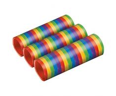 amscan 9905008 3 Metallic Luftschlangen Bright Rainbow, Regenbogenfarben