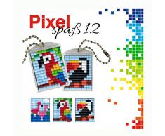 Pracht Creatives Hobby P90051-00505 - Pixel Spaß Bastelset 12, für 2 Medaillons, Schlüsselanhänger, für Kinder, Jungen und Mädchen, als kleines Geschenk, Mitgebsel, für den Kindergeburtstag