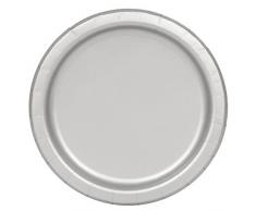 Unique Party 21.9 cm Party Teller, 16er Pack, silber