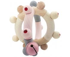 Hess 11107 - Holzspielzeug, Motorikrassel Kugel aus Holz, nature rosa