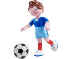 HABA 303888 - Little Friends – Adrian | Sportliche Minipuppe ab 3 Jahren | Mit Fußball | Strapazierfähige Biegepuppe aus Kunststoff für lange Spielfreude