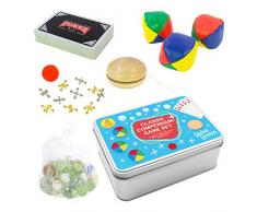 Global Gizmos 56080 Classic Compendium Spiele Set | inkl. Jacks, Jonglierbälle, JoJo, Murmeln und Spielkarten | Reisegröße | Kinder Unterhaltung | Weihnachten/Geburtstage/Schulferien, verschieden