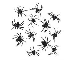 Boland 74466 - Spinnen Set, 12 Stück, Größe 7 x 8 cm, Schwarz, Achtbeiner, Krabbeltiere, Tiere, Accessoire, Dekoration, Halloween, Motto Party, Karneval
