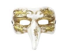 Widmann 11701 Maske große Nase mit Dekoration, Unisex – Erwachsene, Gold/Weiß, Einheitsgröße