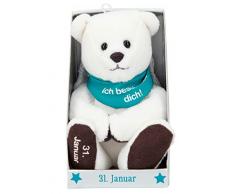 Depesche 8139.031 - Schutzengel Bär aus Plüsch, ca. 9 cm, mit Datum 31. Januar, Geschenk für Geburtstag, Jahrestag oder Hochzeitstag