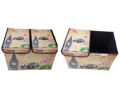GMMH Aufbewahrungsbox mit Deckel gepolstert Paris Rom England London Kiste Organizer (London)