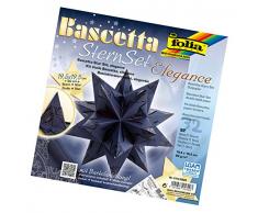 folia 214/2020 - Bastelset Bascetta Stern Elegance, Indian Dream blau, 32 Blatt, 19,5 x 19,5 cm, fertige Größe des Papiersterns ca. 30 cm, mit ausführlicher Anleitung - ideal zur zeitlosen Dekoration