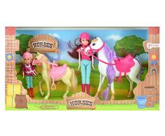 Toi-Toys 06578A - Zwei Puppen und zwei Pferde mit Kleidung und Accessoires