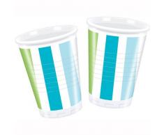 Procoscosy Becher aus Kunststoff, 200 ml, Marineblau, gestreift, 10 Stück