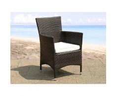 Gartenstuhl dunkelbraun Rattan Auflage weiss ITALY
