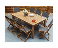 Gartenstuhl Holz Textilene dunkelgrau 2er Set CESANA