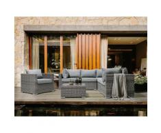 Lounge Set Rattan hellbraun 6-Sitzer Auflagen hellgrau CONTARE