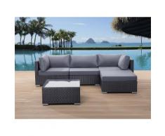 Lounge Set Rattan schwarz 4-Sitzer SANO