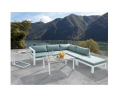 Lounge Set Polywood weiss 5-Sitzer Auflagen grün-grau MESSINA