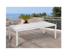 Gartentisch Rattan weiss Glasplatte 220 x 100 cm ITALY