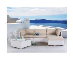Lounge Set Rattan weiss 4-Sitzer Auflagen karamell SANO