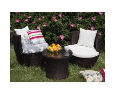 Gartenmöbel Set Rattan braun 2-Sitzer Auflagen weiss CAPRI