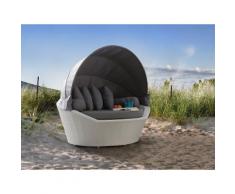 Sonneninsel Rattan weiss Sonnendach grau SYLT