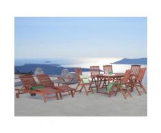 Gartenmöbel Set Holz 180-220 x 100 cm ausziehbar 6-Sitzer 2 Liegen TOSCANA