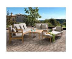 Lounge Set Holz braun 7-Sitzer Auflagen grau PATAJA