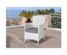 Gartenstuhl weiss Rattan Auflage grau ITALY
