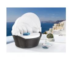 Sonneninsel Rattan dunkelbraun Sonnendach beige SYLT