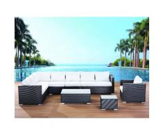 Lounge Set Rattan braun 8-Sitzer Auflagen beige XXL