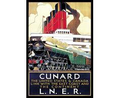 Schatzmix Cunard LNER Zug und Schiff Metal Sign deko Sign Garten Blech