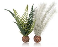 Oase biOrb Farn S - Aquarium-Deko in Form zweier Natur-Elemente, Zubehör fürs Aquarium-Becken, 360 Grad Modell in Grün und Grau