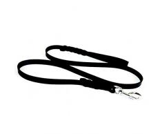 DINGO Leine aus weichem Leder mit geflochtenen Griff und Karabinerhaken, 12 mm x 180 cm, schwarz P