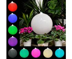 Köhko Wasserlichtspiel 50cm Kugelbrunnen 51005M in Milchweiß inkl. 24 Tasten IR-Fernbedienung