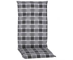 greemotion Stuhlauflage Almeria, Sitzkissen für Hochlehner, Polster aus Polyester und Baumwolle, Stuhlkissen grau kariert, Maße: 118 x 5,5 x 50 cm